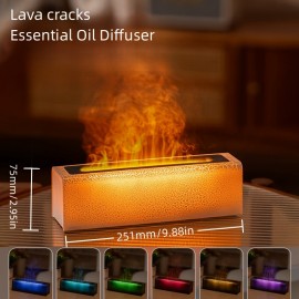 Lava Cracks Aromatherapy Humidifiers Diffusers With Colorful Flame Lights, 5.07oz USB Essential Oils Diffuser, Flame Air Humidifiers For Home, Power-off Protection And Timing Function