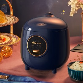 BEAR Rice Cooker 2 Cups Uncooked, Small Rice Cooker Steamer With Removable Nonstick Pot, One Touch&Keep Warm Function, Mini Rice Cooker For Soup Stew Grain Oatmeal Veggie, Blue