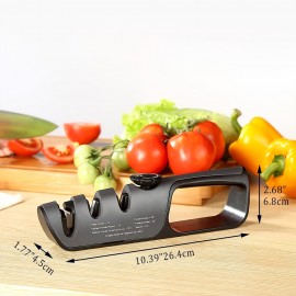 Professional 3-Stage Knife Sharpener: Get Razor-Sharp Knives with Adjustable Angle Knob & Multifunctional Polishing!