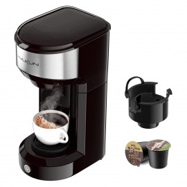 Compact & Versatile Single Serve Coffee Maker - 6-14oz Brew Sizes, Perfect for K-Cup Capsules & Ground Coffee, Small Space Friendly!