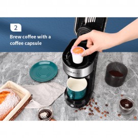 Compact & Versatile Single Serve Coffee Maker - 6-14oz Brew Sizes, Perfect for K-Cup Capsules & Ground Coffee, Small Space Friendly!