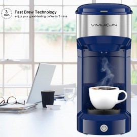 Compact & Versatile Single Serve Coffee Maker - 6-14oz Brew Sizes, Perfect for K-Cup Capsules & Ground Coffee, Small Space Friendly!