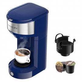 Compact & Versatile Single Serve Coffee Maker - 6-14oz Brew Sizes, Perfect for K-Cup Capsules & Ground Coffee, Small Space Friendly!