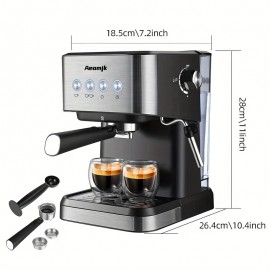 Barista-Quality Espresso Machine | Quick Heating, 20 Bar Pressure, 1L Capacity, with Milk Frother - Ideal for Homes and RVs