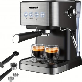 Barista-Quality Espresso Machine | Quick Heating, 20 Bar Pressure, 1L Capacity, with Milk Frother - Ideal for Homes and RVs