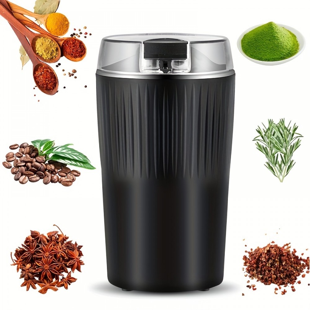 1pc Coffee Grinder 3.50Z Electric Coffee Grinder With One-touch Push-rtButton Control Kitchen Accessories For Beans, Spices And More, 8Stainless Steel Blades Quiet Spice Grinder (US Plug)