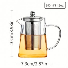 Elegant 350ml King Thickened Glass Teapot - Durable Heat-Resistant, Ideal for Boiling & Serving Hot Tea with Style and Ease