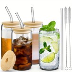 4pcs 16oz Glasses Cup, Coffee Matching Utensils, Coffee Pot, Glasses With Lids And Straws, Wine Glasses, Thickened Glass Walls, Beer, Cocktail Or Coffee Mugs