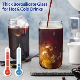 4pcs 16oz Glasses Cup, Coffee Matching Utensils, Coffee Pot, Glasses With Lids And Straws, Wine Glasses, Thickened Glass Walls, Beer, Cocktail Or Coffee Mugs