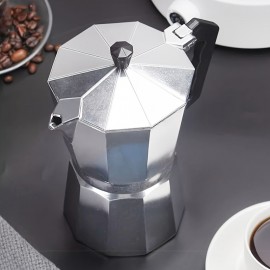 High-Quality Portable Aluminum Moka Pot: Italian Octagonal Design for Even Heat Distribution, Ideal for Espresso & Hand-brewed Coffee at Home or Office