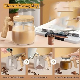 1pc 13.53oz Self Stirring Mug, Electric Mixing Cup Self Stirring Coffee Mug High Borosilicate Glass Mixing Coffee Mug Rotating Home Office Travel Stirring Cup Suitable For Coffee/Milk/Protein Powder