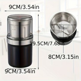 Coffee Grinder, Spice Grinder, 300W Powerful Electric 304 Stainless Steel 3.53oz Capacity Detachable Cup, Suitable For Spices, Pollen, Herbs, Seeds, Beans, And Grains