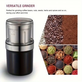 Coffee Grinder, Spice Grinder, 300W Powerful Electric 304 Stainless Steel 3.53oz Capacity Detachable Cup, Suitable For Spices, Pollen, Herbs, Seeds, Beans, And Grains