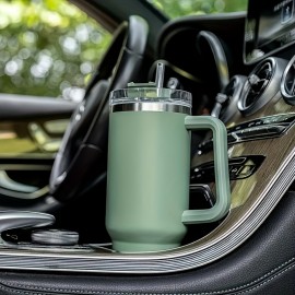 40oz Handle And Straw Lid Stainless Steel Insulated Car Travel Cup Ice Coffee Cup D Outdoor Sports Drink Cup