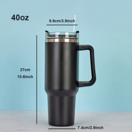 40oz Handle And Straw Lid Stainless Steel Insulated Car Travel Cup Ice Coffee Cup D Outdoor Sports Drink Cup