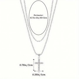 925 Sterling Silver Women's Chain Necklace With Cross Pendant, Hypoallergenic Necklace Gift