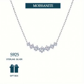 925 Sterling Silver 2.8 Carat Moissanite Pendant Necklace Adjustable Niche Design Luxury Neck Chain With Gift Box