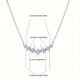 925 Sterling Silver 2.8 Carat Moissanite Pendant Necklace Adjustable Niche Design Luxury Neck Chain With Gift Box