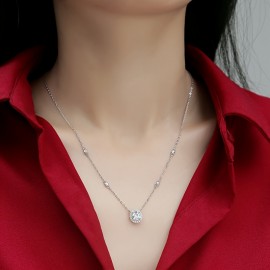 925 Sterling Silver Moissanite Chain Necklace Beautiful Clavicle Chain Simple Necklace