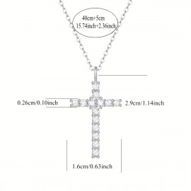 Ladies Necklace 925 Sterling Silver Plated 18K Plated Moissanite Necklace Cross Pendant Necklace