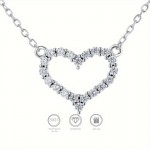 Round Shape Created White Moissanite Gemstone Heart Pendant In Flash Plated Sterling Silver, Chain 18\