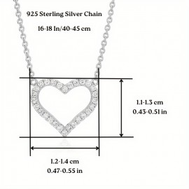 Round Shape Created White Moissanite Gemstone Heart Pendant In Flash Plated Sterling Silver, Chain 18\