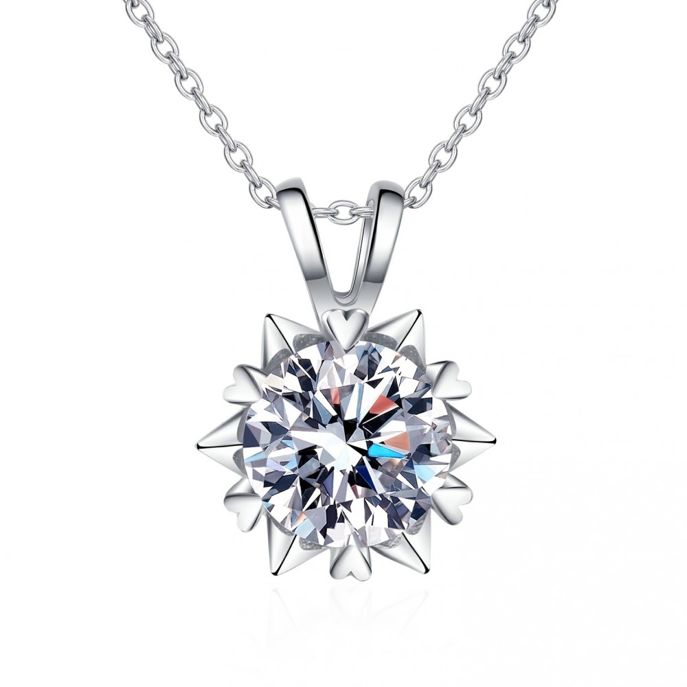 3 CARAT Round Moissanite Snowflakes Necklace Pendant Romantic Moissanite Neck Jewelry 18K Plated 925 Silver Gift