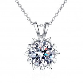 3 CARAT Round Moissanite Snowflakes Necklace Pendant Romantic Moissanite Neck Jewelry 18K Plated 925 Silver Gift