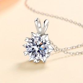 3 CARAT Round Moissanite Snowflakes Necklace Pendant Romantic Moissanite Neck Jewelry 18K Plated 925 Silver Gift