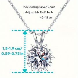 3 CARAT Round Moissanite Snowflakes Necklace Pendant Romantic Moissanite Neck Jewelry 18K Plated 925 Silver Gift