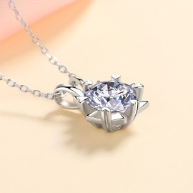 3 CARAT Round Moissanite Snowflakes Necklace Pendant Romantic Moissanite Neck Jewelry 18K Plated 925 Silver Gift