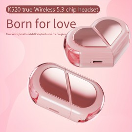 TWS Half In-Ear Wireless Earphones Two Styles of Charging Cases, Heart-shaped Case, Compatible with All smartphones, Exclusive for Couples, the Best Gift for Your Loved One.