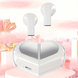 TWS Half In-Ear Wireless Earphones Two Styles of Charging Cases, Heart-shaped Case, Compatible with All smartphones, Exclusive for Couples, the Best Gift for Your Loved One.