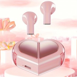 TWS Half In-Ear Wireless Earphones Two Styles of Charging Cases, Heart-shaped Case, Compatible with All smartphones, Exclusive for Couples, the Best Gift for Your Loved One.