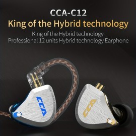 CCA C12 In Ear Monitor Headphones 5BA 1DD Hybrid HiFi IEM Earphones Noise Isolating Stereo Wired Earbuds For Musicians, Audiophile, Singers, DJ