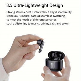 Wireless Headphones, 5.3, 13MM Horn, Built-in Noise Elimination Microphone, Type-C Fast Charging Case, Stereo, For IPhone/Android Gaming Business Sports Headset Ear Microphone. Digital Display, IPX7 Waterproof, Sport Listening To Music