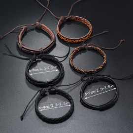 36pcs/set Men's Hand-woven Multi-layer Pu Leather Set Bracelet, Hot Sale Adjustable Bracelet