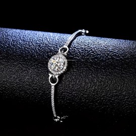 925 Pure Silver 1 Carat Mosan Bracelet Chain For Men And Women Couples Wives Mothers New Year's Day Birthday Jewelry Gifts