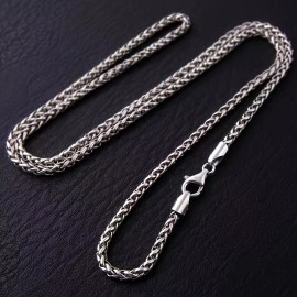 1pc S925 Sterling Silver Necklace, Twist Chain Fashion Silver Jewelry For Men