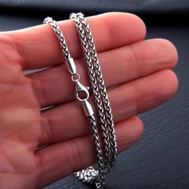 1pc S925 Sterling Silver Necklace, Twist Chain Fashion Silver Jewelry For Men