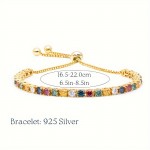 S925 Moissanite Colorful 15 Carats Chain Bracelet, Adjustable Shiny Hand Chain Bracelet, The Best Gift For Your Loved One, Wedding & Engagement