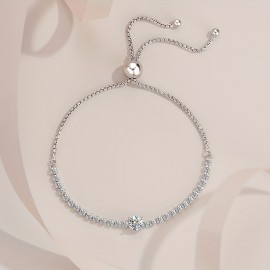 1pc Elegant Unisex Tennis Bracelet With Sparkling Moissanite, Perfect For Every Event