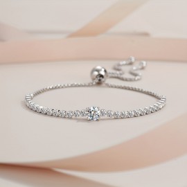 1pc Elegant Unisex Tennis Bracelet With Sparkling Moissanite, Perfect For Every Event