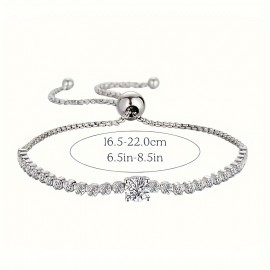 1pc Elegant Unisex Tennis Bracelet With Sparkling Moissanite, Perfect For Every Event