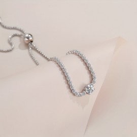 1pc Elegant Unisex Tennis Bracelet With Sparkling Moissanite, Perfect For Every Event