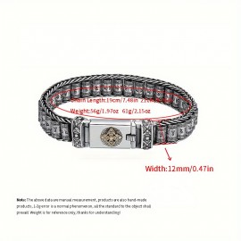 1pc 925 Silver Men's Women's Bracelet, Hip Hop Street Fashion Cool Domineering Jewelry For Boyfriend Girlfriend, Birthday Gift Halloween Anniversary Gift Rough[12mm] Silver Weight 7.48inch (1.98oz) 8.27inch(2.15oz)