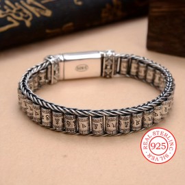 1pc 925 Silver Men's Women's Bracelet, Hip Hop Street Fashion Cool Domineering Jewelry For Boyfriend Girlfriend, Birthday Gift Halloween Anniversary Gift Rough[12mm] Silver Weight 7.48inch (1.98oz) 8.27inch(2.15oz)