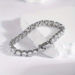 1pc 28CT Moissanite Tennis Bracelet, 925 Silver Classic Bracelets For Men