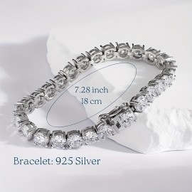 1pc 28CT Moissanite Tennis Bracelet, 925 Silver Classic Bracelets For Men