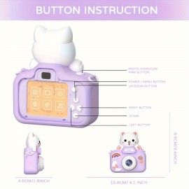 Purple Cat Mini Camera Kids Camera Toys For 3 4 5 6 7 8 9 10 Year Old Boys/Girls, Digital Camera Toys, Christmas Birthday Gifts, Selfie Camera For Kids, 32GB SD Card, Outdoor Photography Toys